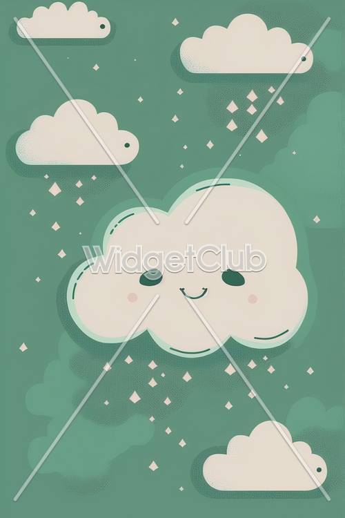 Cute Smiling Cloud in a Sparkly Sky