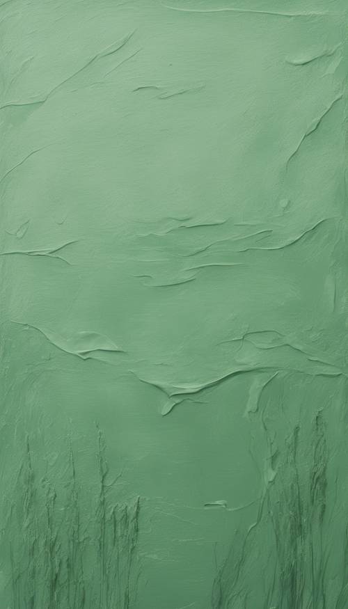 乾淨的鼠尾草綠色簡約繪畫，帶有輕微的紋理