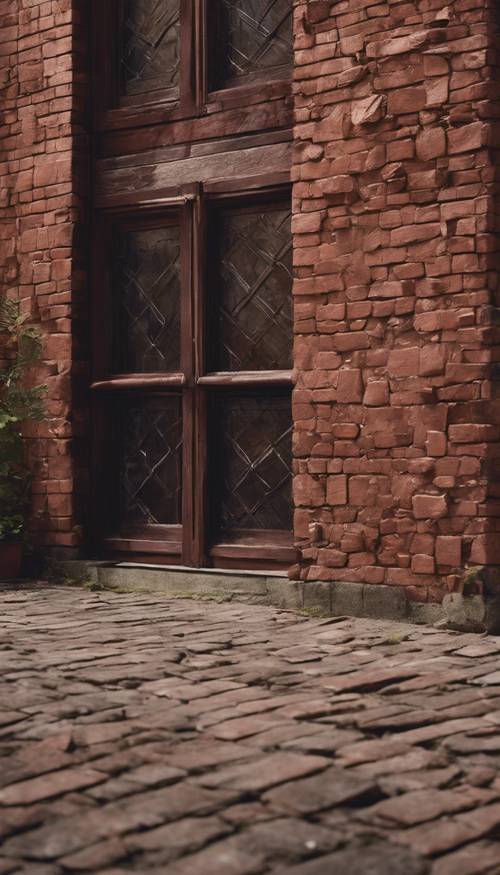 Paredes de tijolos marrons avermelhados escuros, elegantes e sem costura de um edifício antigo e rústico.