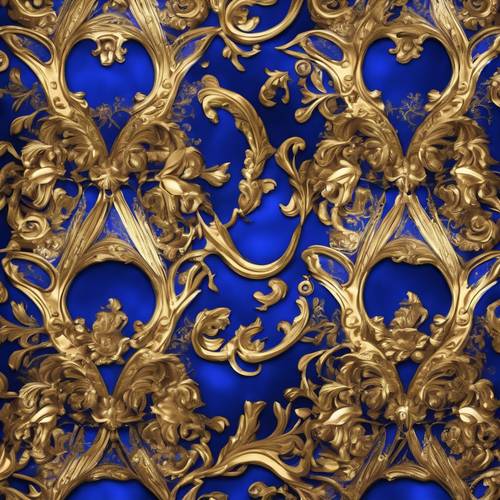 A sophisticated baroque pattern in royal blue and gold Шпалери [e013e0f21e1143489411]