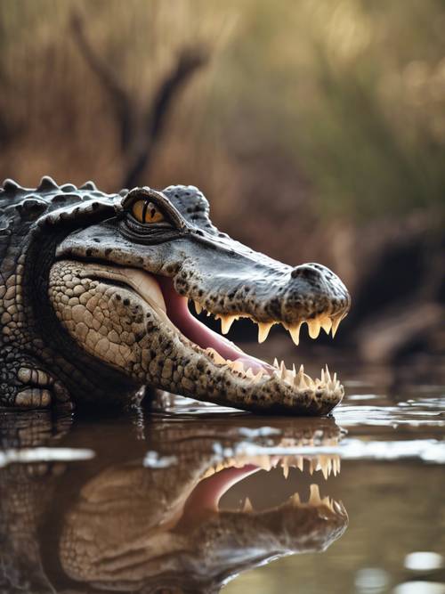 A chilling moment when a crocodile inching closer to an ill-fated deer at a waterhole.