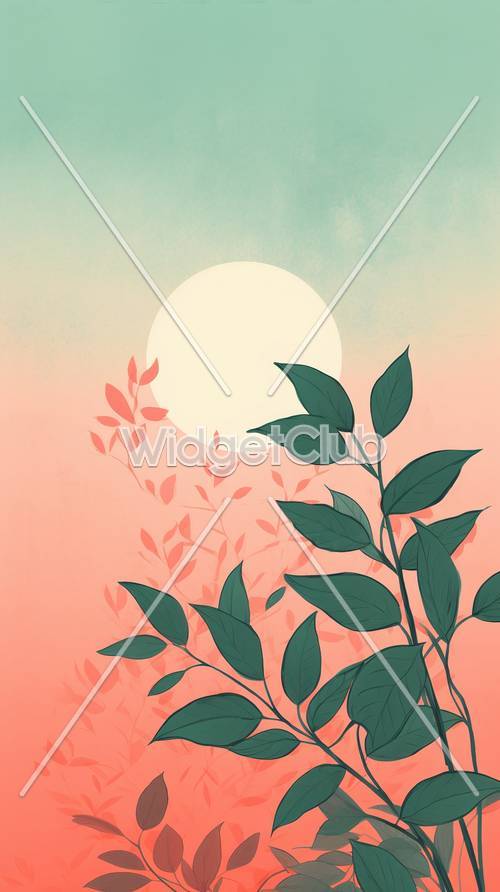 Peaceful Sunset and Leaves