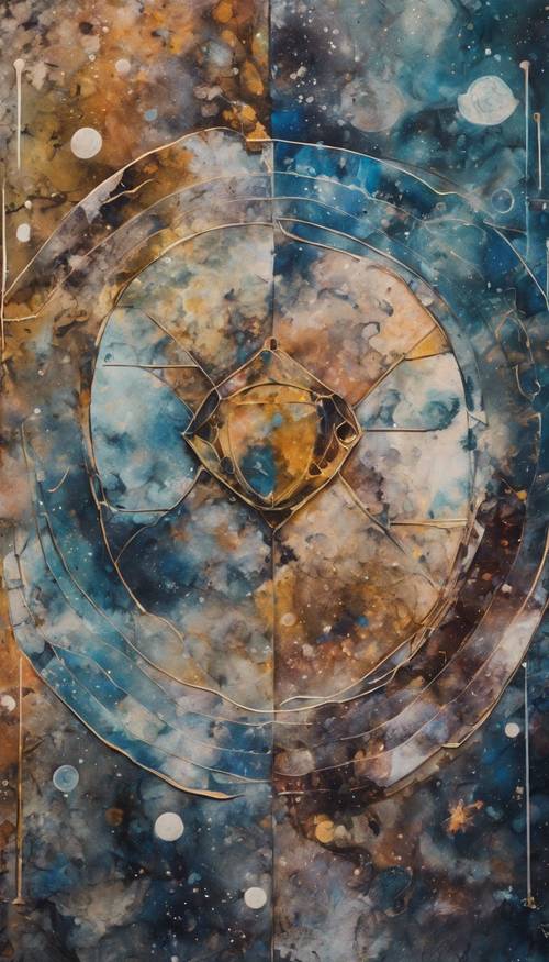 An abstract modern painting representing the Gemini astrological sign. Tapet [ac186fc648174a719bf6]