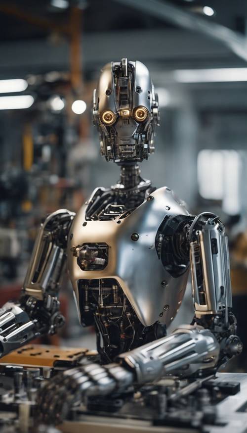 A modern metallic robot in a technologically advanced workshop Дэлгэцийн зураг [b64ff8e1d4a344a281d2]