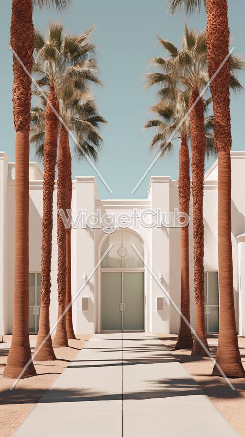 棕榈树和白色建筑入口