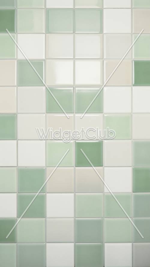 薄荷綠和白色瓷磚背景