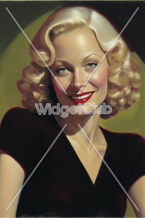 Bright and Cheerful Vintage Lady Art