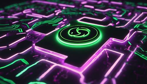 Stylized depiction of a Razer logo made of neon light circuits. Tapeta [3e0988faaf734ec09713]