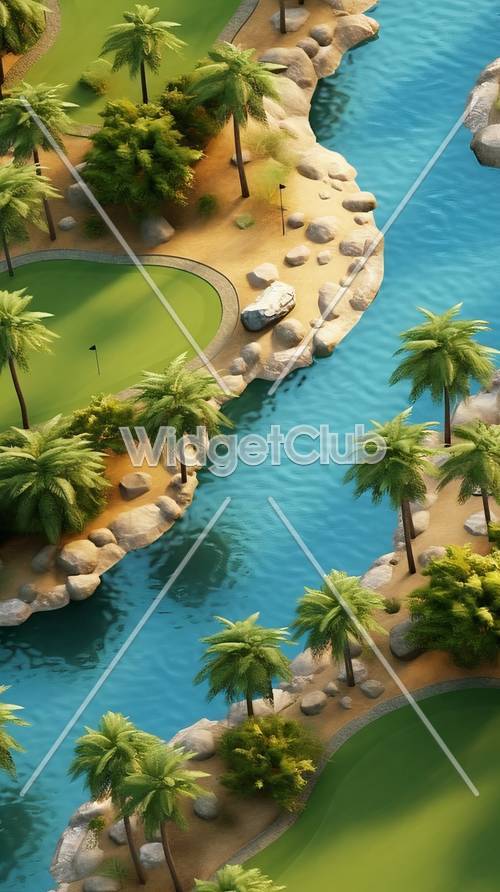 Vue aérienne d&#39;une oasis tropicale