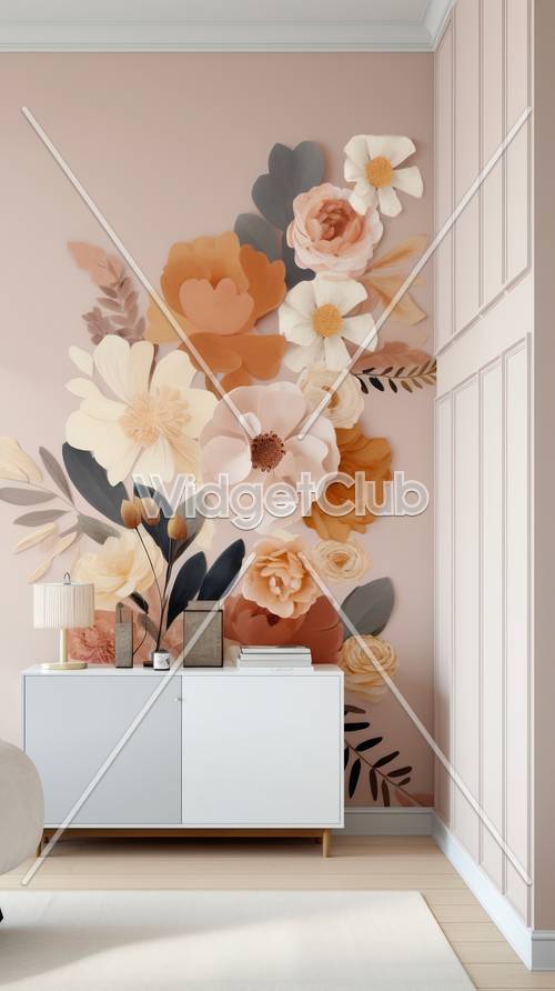Belo design floral para o seu quarto