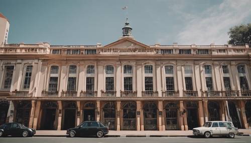 Eine Nahaufnahme historischer Gebäude mit niederländischem Architekturdesign in Johannesburg.