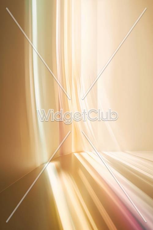 柔軟的金色窗簾在陽光下垂下