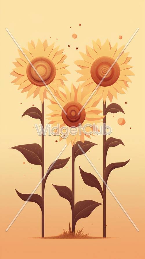 Bright Sunflower Trio Artwork Tapeta [a0b7c096319641b8ab46]