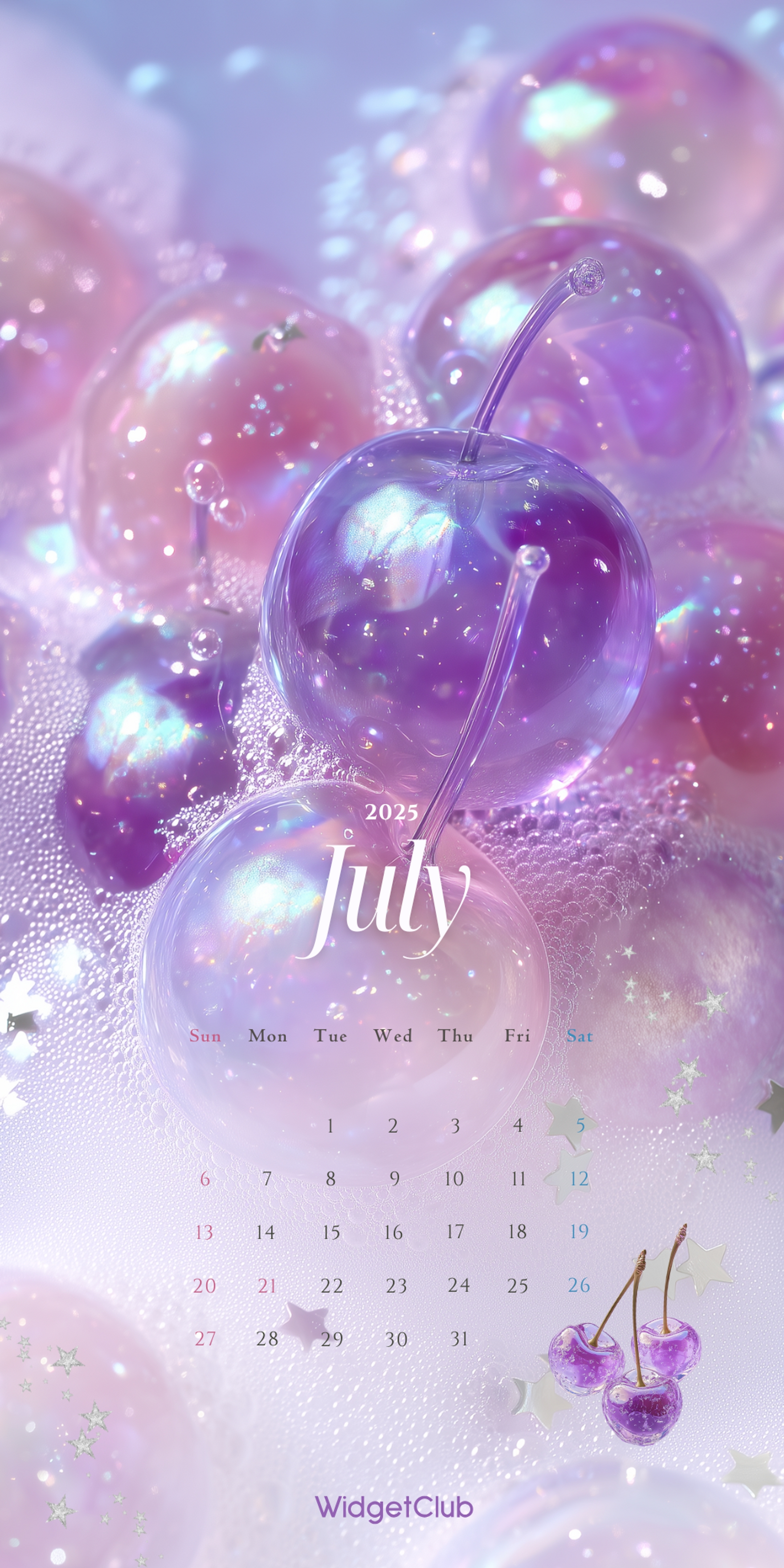Sparkling Cherries and Stars July Calendar Wallpaper[93116b882e1743c38237]
