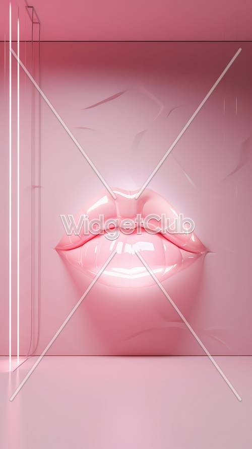 ピンク色のキラキラした唇アート