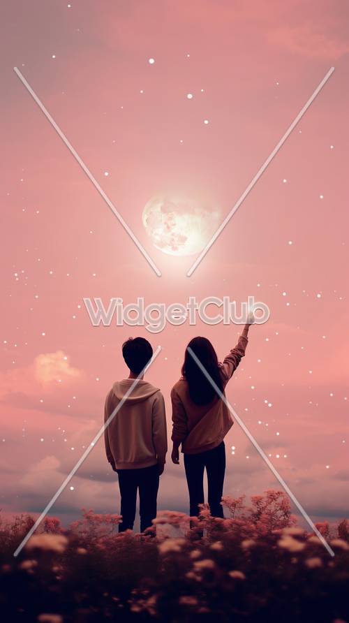 Dreamy Moonlight Sky with Romantic Couple