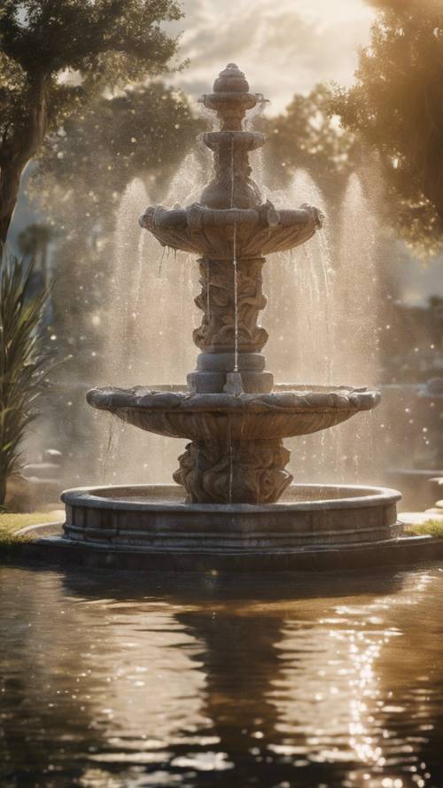 A surreal representation of the Fountain of Youth in St. Augustine, with mystical elements and soft, glowing light. Wallpaper [a6bdc1efeaa544c39fee]