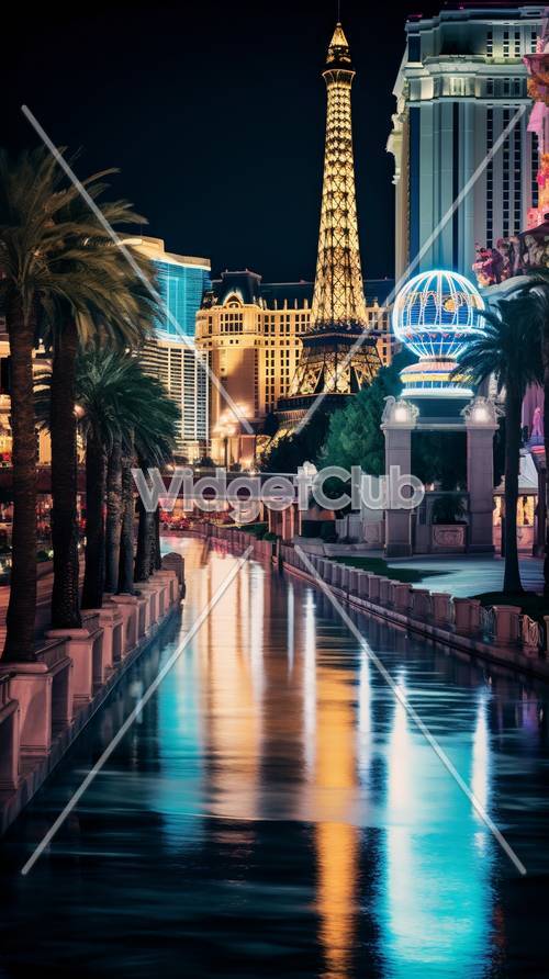 Las Vegas Akşam Manzarasının Parlak Işıkları