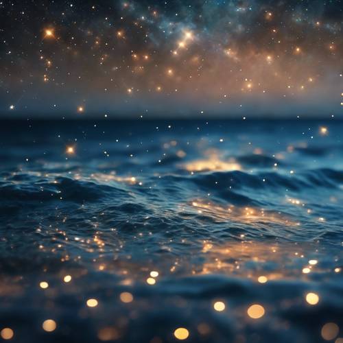 Космический танец звезд, образующих созвездие Девы, над глубоким синим океаном.