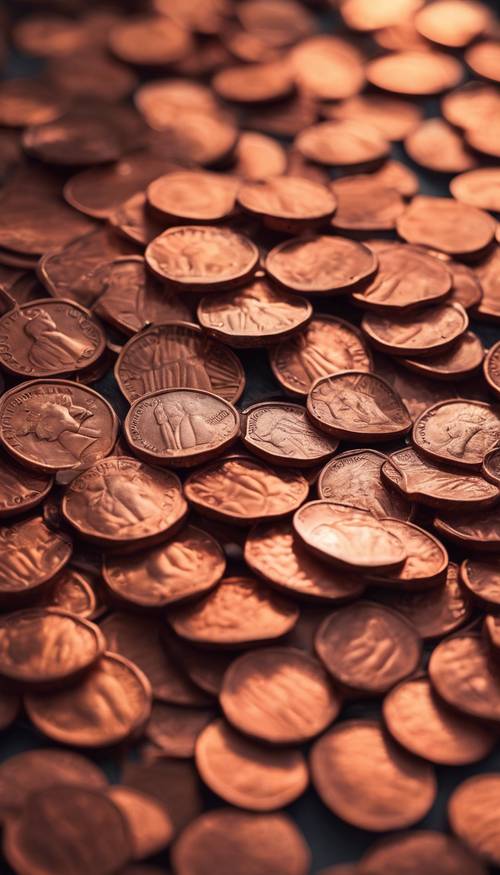Las monedas de un centavo de cobre brillaban bajo la suave luz del atardecer.