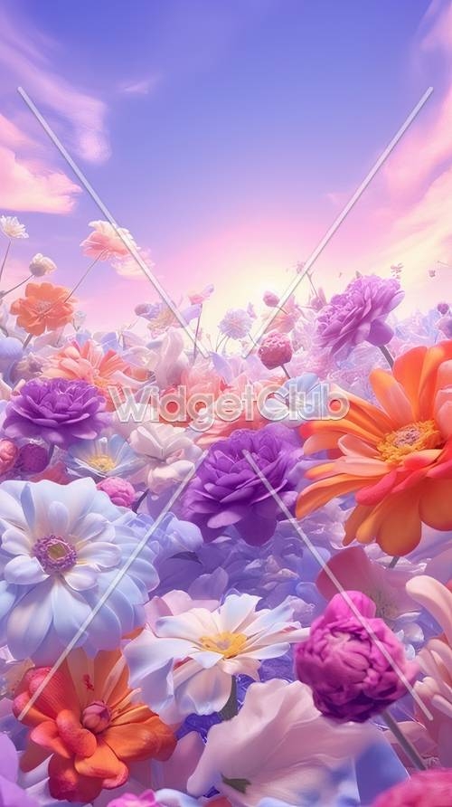 Colorful Flowers in a Dreamy Sky壁紙[47f8eb75957a42e1bbdb]
