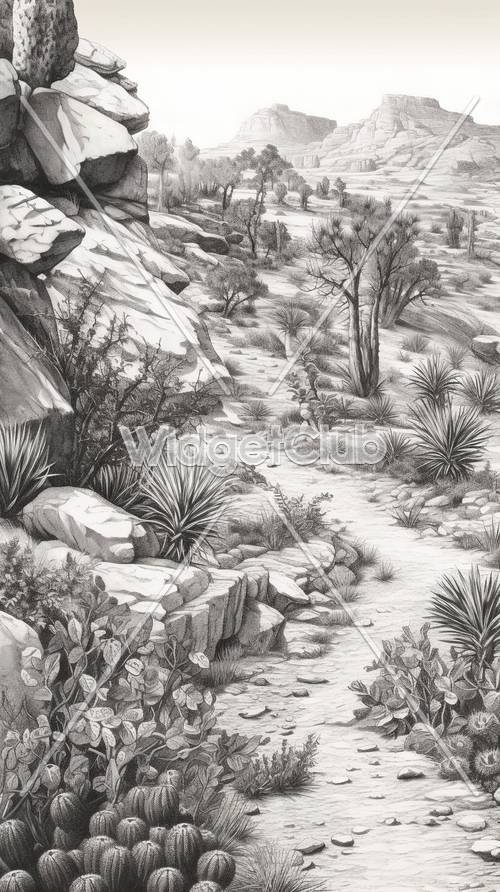 Explore um esboço de paisagem serena do deserto