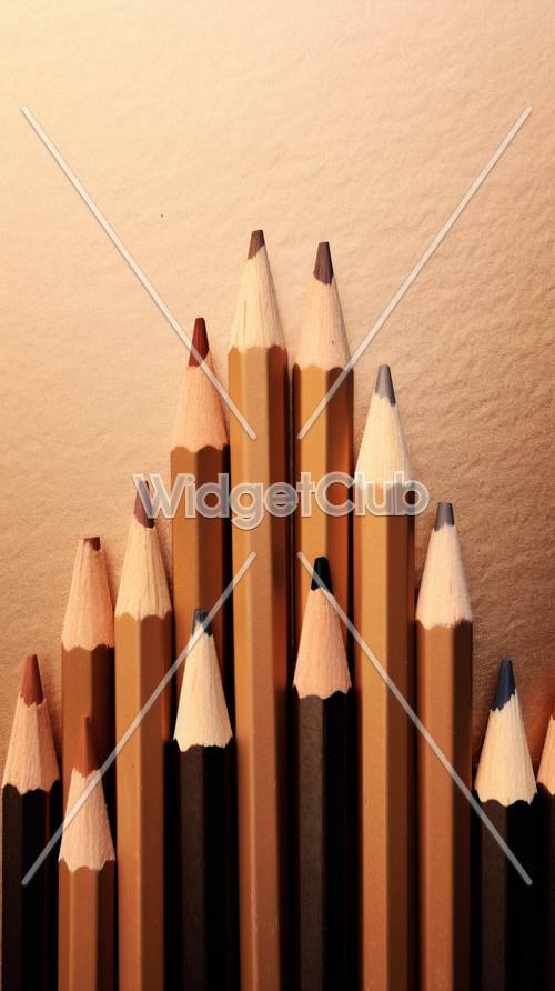 Kolorowe ołówki w kolejce Tapeta [542b241396b446078d6b]