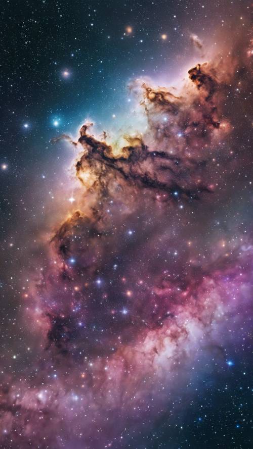 Una rappresentazione surreale di una galassia vicina che interagisce con la nostra Via Lattea, provocando uno spettacolo drammatico di flussi stellari colorati