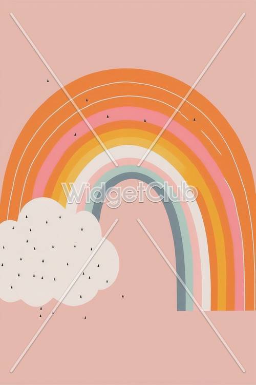 Arte grafica colorata con arcobaleno e nuvole