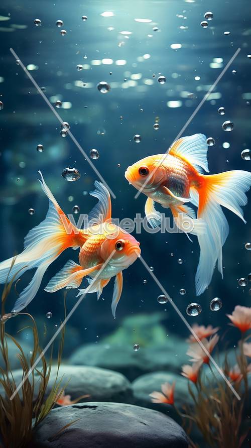 Colorful Goldfish Swimming in Water