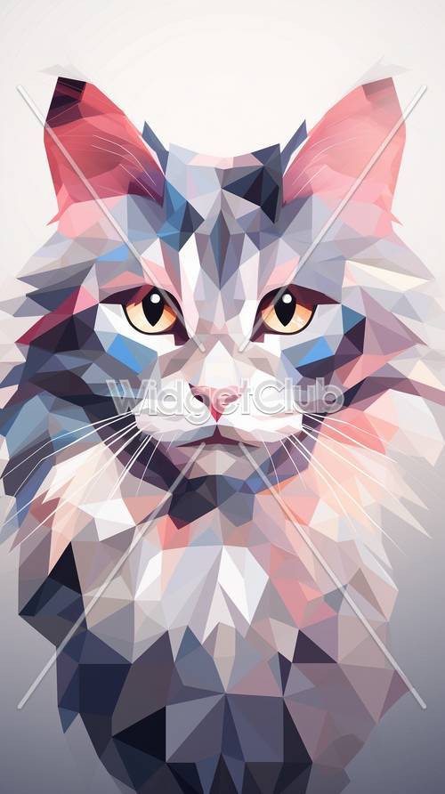 Kolorowa geometryczna sztuka kota
