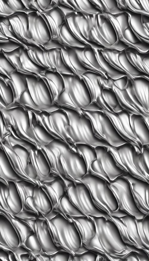A seamless pattern inspired by polished silver, full of shiny metal curves.