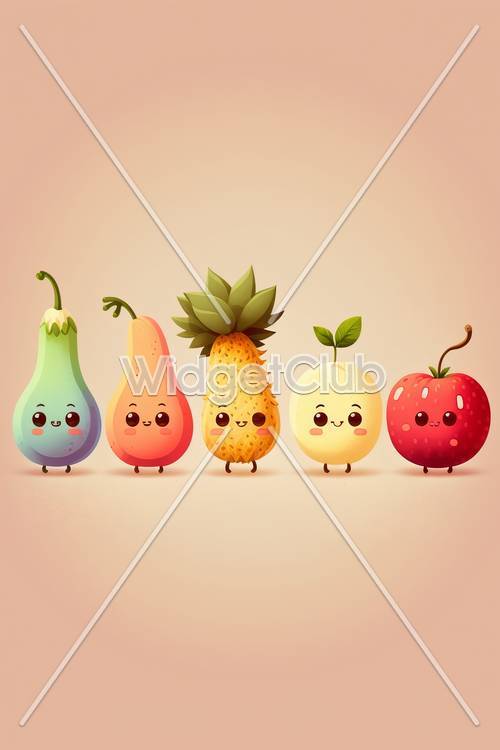 Colorful Cute Fruits Lineup