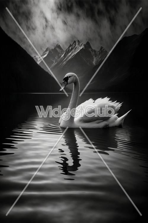 Swan on a Mountain Lake