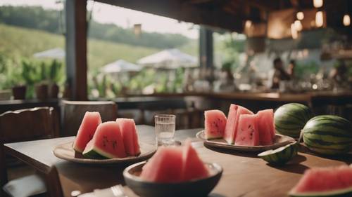Un concept restaurant dalla fattoria alla tavola con un menu speciale con anguria in ogni piatto.