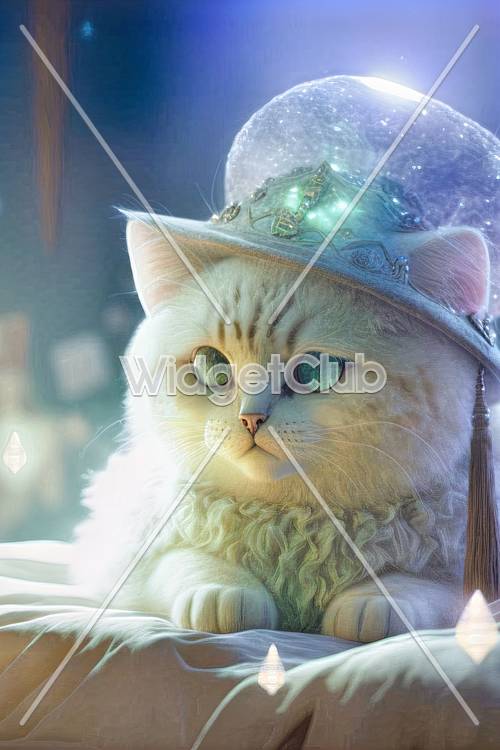 クリスタル帽子をかぶった立派な猫の壁紙