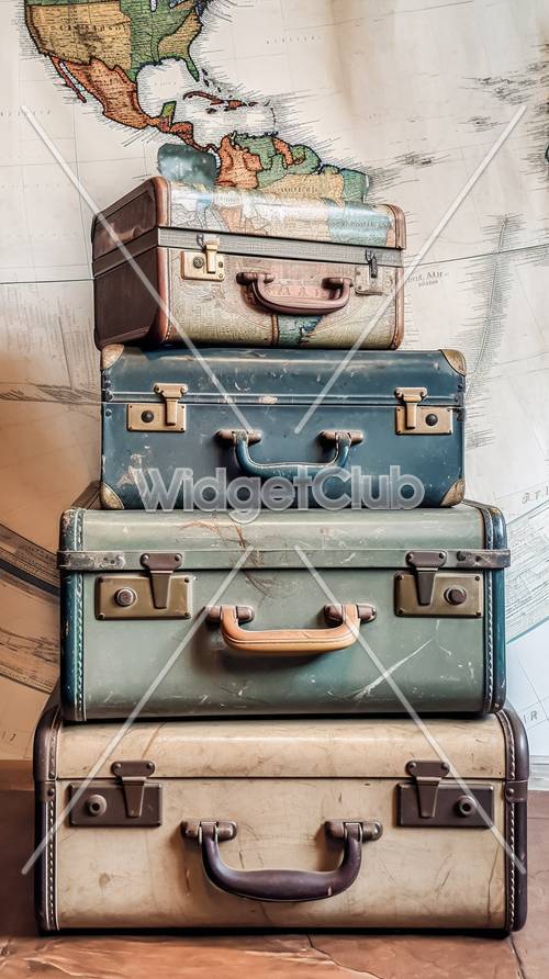 Vintage stos walizek dla miłośników podróży