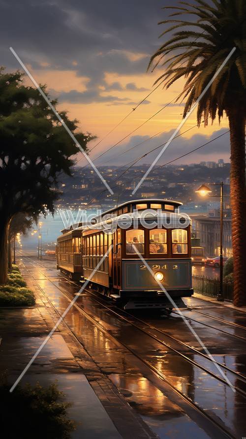 Deszczowa wieczorna przejażdżka tramwajem
