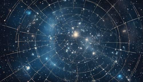 Parlak mavi yıldızlarla İkizler takımyıldızını vurgulayan gök haritası.
