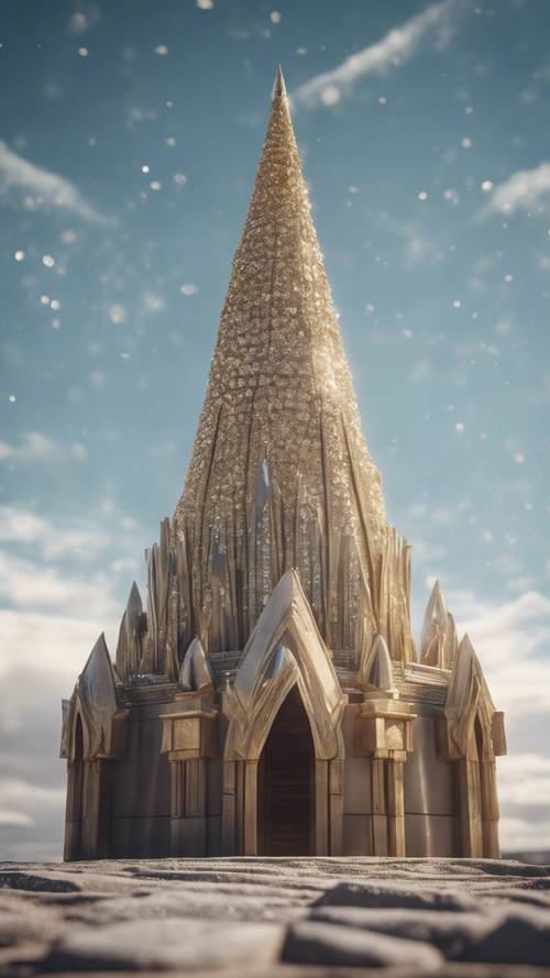 Ein Diamant als Turmspitze eines surrealen Tempels.