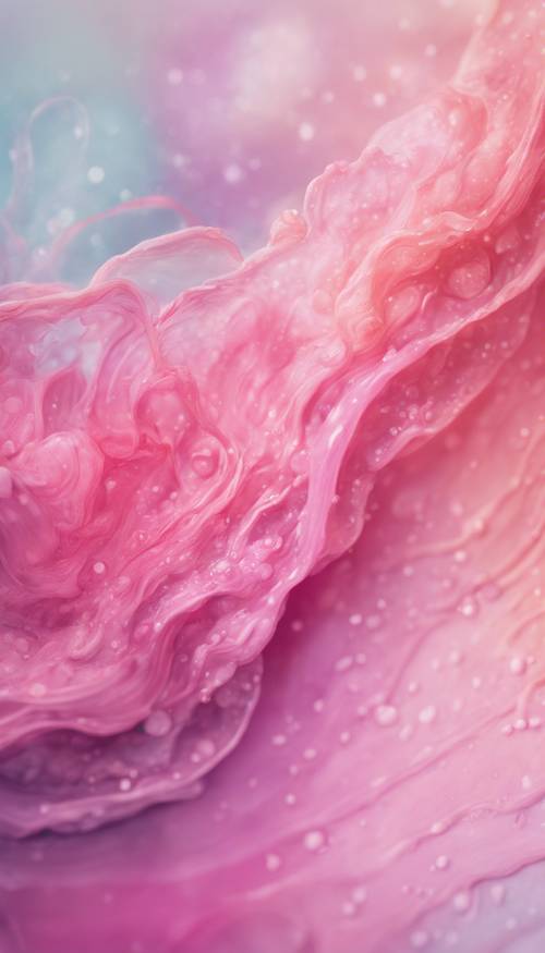 Pelangi merah muda dilukis dengan gaya cat air, semua warna berpadu lembut.