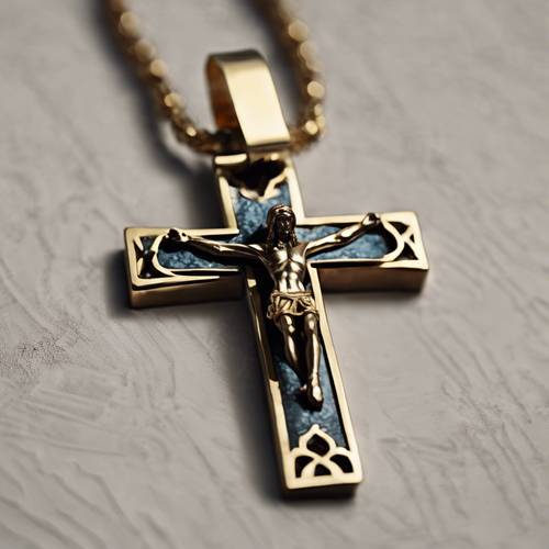 Gros plan d&#39;un pendentif crucifix, avec une seule larme glissant sur le visage du Christ.