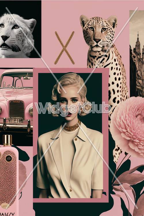 Collage vibrante di fascino vintage