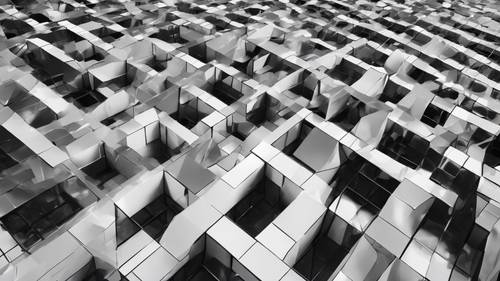 Diseño geométrico abstracto que recuerda a la red urbana en un esquema monocromático.
