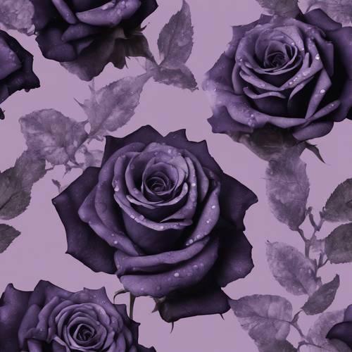 A mystical seamless pattern of gothic black roses slowly becoming soft purple lavender. Tapeta [13c679b88f424e239735]