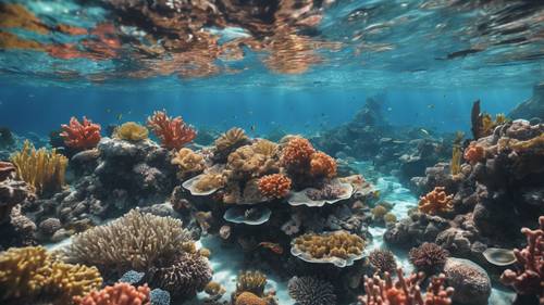 A colorful coral reef underneath clear blue waters, the vibrant life below the surface carrying the phrase 'The future belongs to those who prepare for it today.'.