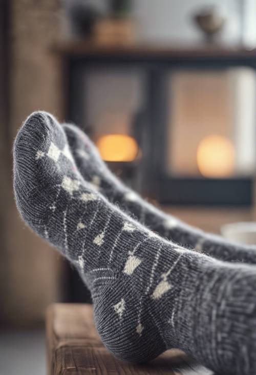 A gray argyle pattern on woolen socks. Tapet [8ff60f1cf56a44f59257]