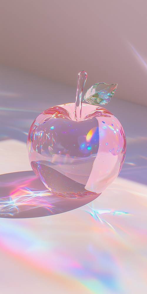 Shiny Crystal Apple with Rainbow Lights