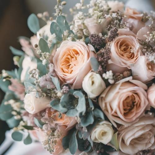 A bridal bouquet in varying shades of pastel. Tapeta [4903b0eda9ef45a6a496]