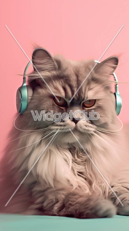 Fajny kot ze słuchawkami